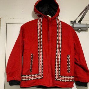 VINTAGE EMBROIDERED WOOL HOODED JACKETS SIZE S